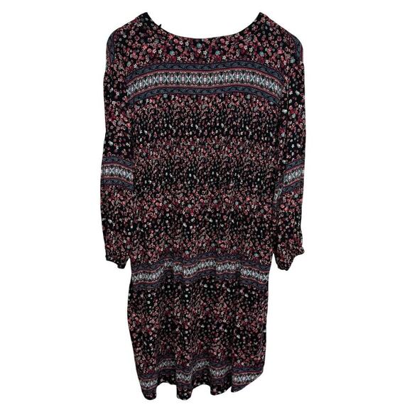 Knox Rose Boho Floral Dress | XL | Smocked Button Front | 3/4 Sleeve - Picture 2 of 7